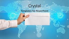  Presentation with coloured - Audience pleasing slide deck consisting of holding coloured and white envelope backdrop and a light blue colored foreground