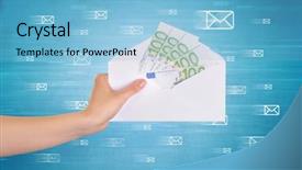  Presentation with coloured - Presentation with holding coloured and white envelope background and a light blue colored foreground