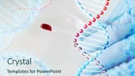  Presentation with blood dna - Cool new slide set with holding cotton swab with blood backdrop and a sky blue colored foreground