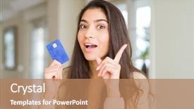  Presentation with cyber credit card crime - Slide deck featuring holding credit card as payment background and a  colored foreground