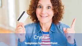  Presentation with credit card - Slide set consisting of holding credit card as payment background and a  colored foreground