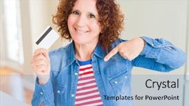  Presentation with payment - Cool new slide set with holding credit card as payment backdrop and a  colored foreground