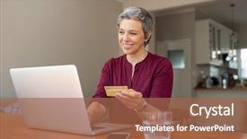  Presentation with pensioner - Audience pleasing presentation consisting of holding credit card for internet backdrop and a coral colored foreground