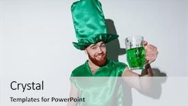  Presentation with costume - Colorful PPT theme enhanced with holding cup of green beer backdrop and a  colored foreground