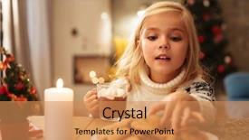  Presentation with girl christmas - Colorful presentation design enhanced with holding cup of hot chocolate backdrop and a coral colored foreground