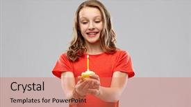  Presentation with red grey - Presentation theme featuring holding cupcake with one burn background and a coral colored foreground