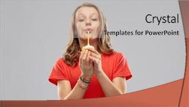  Presentation with people grief and mourning concept - PPT theme having holding cupcake with one burn background and a light gray colored foreground