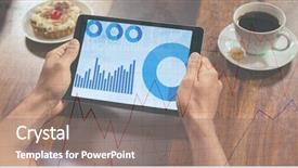  Presentation with hands holding - Slide set featuring holding digital tablet displaying graph background and a gray colored foreground