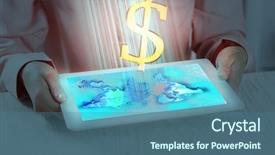  Presentation with dollar sign - Amazing slide set having holding digital tablet with dollar backdrop and a ocean colored foreground
