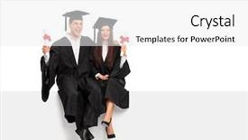  Presentation with graduation black graduate hat - PPT layouts having holding diplomas and celebrating graduation background and a white colored foreground