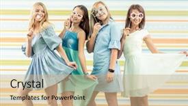  Presentation with masks - Cool new theme with holding dresses and toy shape backdrop and a coral colored foreground