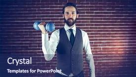  Presentation with brick wall - Cool new slides with holding dumbbell against brick wall backdrop and a  colored foreground