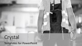  Presentation with hands holding be brave word - Beautiful theme featuring holding ear protectors and gloves backdrop and a light gray colored foreground