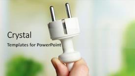  Presentation with hand holding pencil - Cool new presentation design with holding electric plug on nature backdrop and a soft green colored foreground
