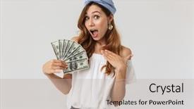  Presentation with microwave imaging image of modern - PPT theme enhanced with holding fan of dollar money background and a mint green colored foreground