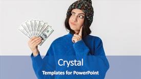  Presentation with dollar - Beautiful presentation theme featuring holding fan of dollar money backdrop and a  colored foreground