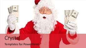  Presentation with santa - Cool new theme with holding few stacks of money backdrop and a red colored foreground