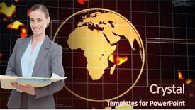  Presentation with digital image - Presentation design with holding files against world map background and a wine colored foreground