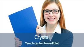  Presentation with job interview - Presentation design enhanced with holding files for a job background and a ocean colored foreground