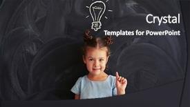  Presentation with light blue dna - Presentation featuring holding finger up against blackboard background and a dark gray colored foreground