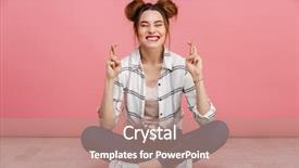  Presentation with good luck - Presentation design with holding fingers for good luck background and a coral colored foreground