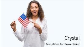  Presentation with america flag - Cool new PPT theme with holding flag of united estates backdrop and a  colored foreground