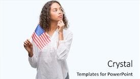  Presentation with america flag - Slide set with holding flag of united estates background and a  colored foreground