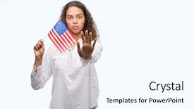  Presentation with america flag - Amazing slide deck having holding flag of united estates backdrop and a cool aqua colored foreground