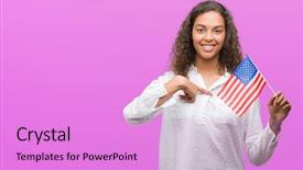  Presentation with united states and flag and eagle - Beautiful theme featuring holding flag of united estates backdrop and a lilac colored foreground