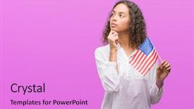  Presentation with america flag - Audience pleasing theme consisting of holding flag of united estates backdrop and a  colored foreground