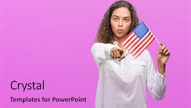  Presentation with america flag - Beautiful slide set featuring holding flag of united estates backdrop and a  colored foreground