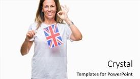  Presentation with united kingdom - Audience pleasing slide deck consisting of holding flag of united kingdom backdrop and a white colored foreground