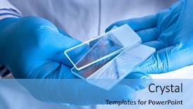  Presentation with microscope - Beautiful slides featuring holding frosted glass microscope slide backdrop and a light blue colored foreground