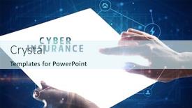  Presentation with cyber security - Slide set consisting of holding-futuristic-tablet-with-cyber background and a sky blue colored foreground