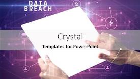  Presentation with security breach - Colorful PPT theme enhanced with holding-futuristic-tablet-with-data backdrop and a white colored foreground