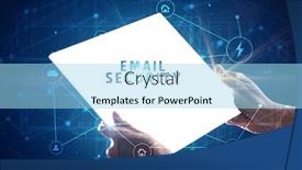  Presentation with cyber security - Cool new theme with holding-futuristic-tablet-with-email backdrop and a arctic colored foreground