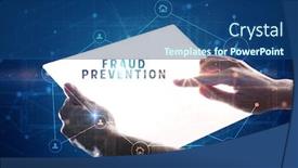  Presentation with fraud prevention - Amazing PPT theme having holding-futuristic-tablet-with-fraud backdrop and a ocean colored foreground