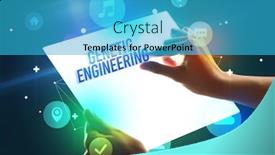  Presentation with genetic - Audience pleasing PPT layouts consisting of holding-futuristic-tablet-with-genetic backdrop and a teal colored foreground