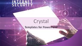  Presentation with internet security - Audience pleasing slides consisting of holding-futuristic-tablet-with-internet backdrop and a lavender colored foreground