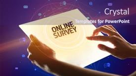  Presentation with online survey - Slides featuring holding-futuristic-tablet-with-online background and a violet colored foreground