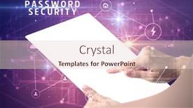  Presentation with password security - Cool new slide deck with holding-futuristic-tablet-with-password backdrop and a lemonade colored foreground