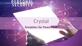  Presentation with cyber security - Presentation theme consisting of holding-futuristic-tablet-with-personal background and a lavender colored foreground