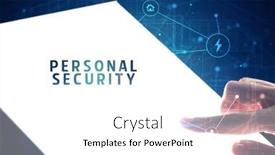  Presentation with cyber security - Audience pleasing presentation theme consisting of holding-futuristic-tablet-with-personal backdrop and a white colored foreground