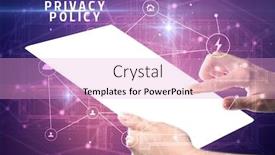  Presentation with cyber security - Colorful presentation design enhanced with holding-futuristic-tablet-with-privacy backdrop and a lavender colored foreground