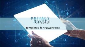  Presentation with security alert - Cool new theme with holding-futuristic-tablet-with-privacy backdrop and a arctic colored foreground