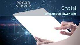 Presentation with cyber security - PPT layouts having holding-futuristic-tablet-with-proxy background and a ocean colored foreground