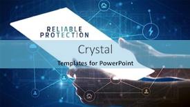 Presentation with cyber security - Audience pleasing slide deck consisting of holding-futuristic-tablet-with-reliable backdrop and a light blue colored foreground