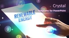  Presentation with renewable energy - Slides with holding-futuristic-tablet-with-renewable background and a wine colored foreground
