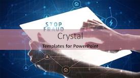  Presentation with cyber security - Audience pleasing slide deck consisting of holding-futuristic-tablet-with-stop backdrop and a coral colored foreground