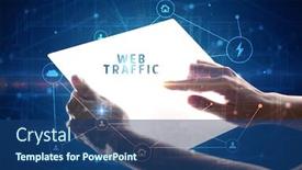  Presentation with web security - Beautiful PPT layouts featuring holding-futuristic-tablet-with-web backdrop and a ocean colored foreground